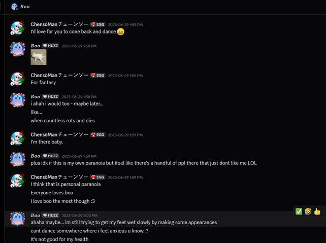 Boo and Chainsaw Discord DMs